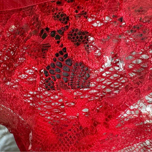 Frederick's of Hollywood * Lot of 2 * Fern Fishnet & LaceThong Size 1X in Cherry - Picture 7 of 7